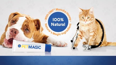 Pet Magic Manuka honing wondcr&egrave;me voor huisdieren, foto hond en kat