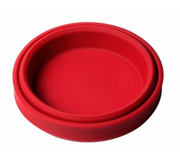 Honden eet- en drinkbak, siliconen opvouwbaar, kleur rood /foto ingeklapt