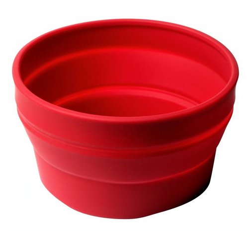 Honden eet- en drinkbak, opvouwbaar, kleur rood /foto uitgevouwen