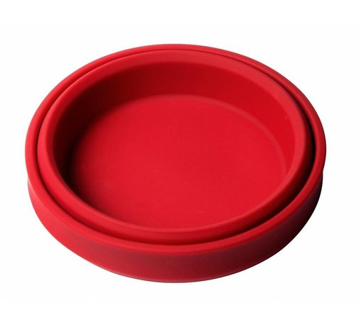 Honden eet- en drinkbak, siliconen opvouwbaar, kleur rood /foto ingeklapt